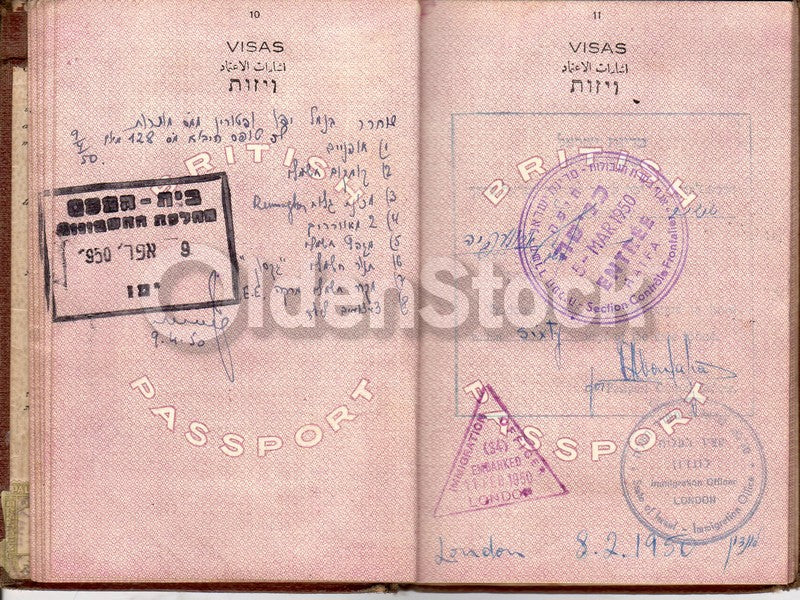Cancelled British Israeli Passport Document 1939 WWII France Jewish Refugee