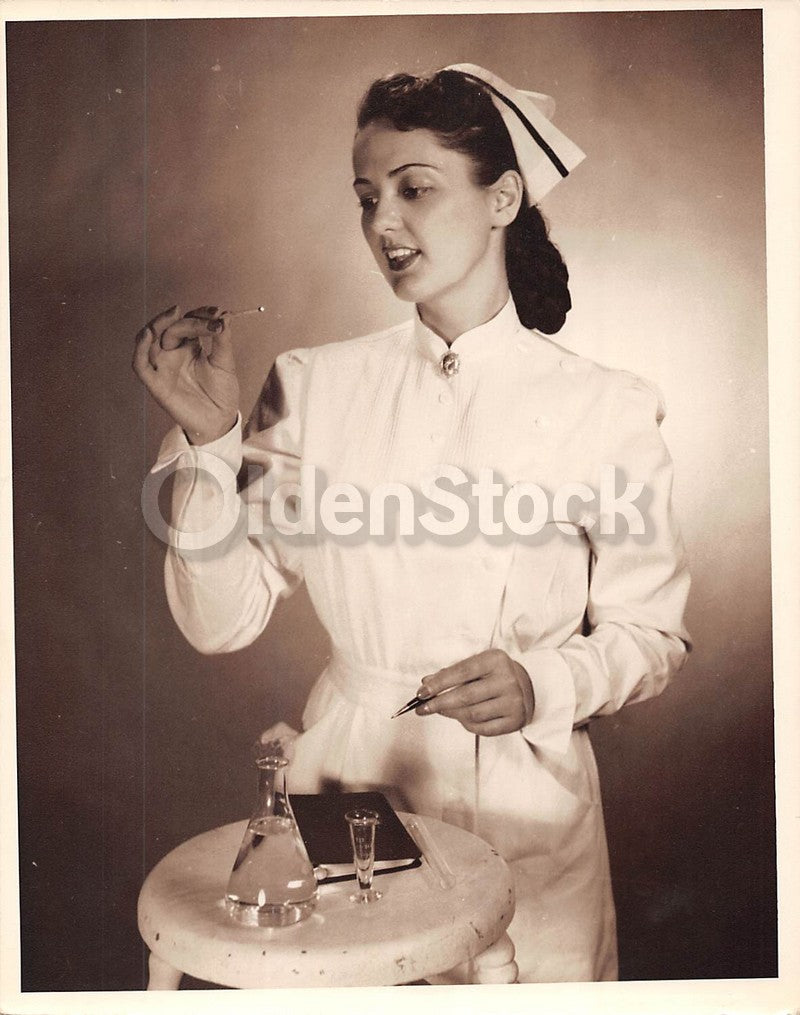 Lovely Boston Fashion Model Vintage 1950s Nurse Scientist Modeling Photo