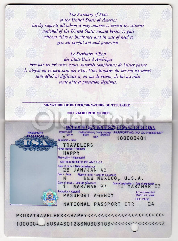 Rare Salesman Sample Vintage Obsolete US Passport Travel Document