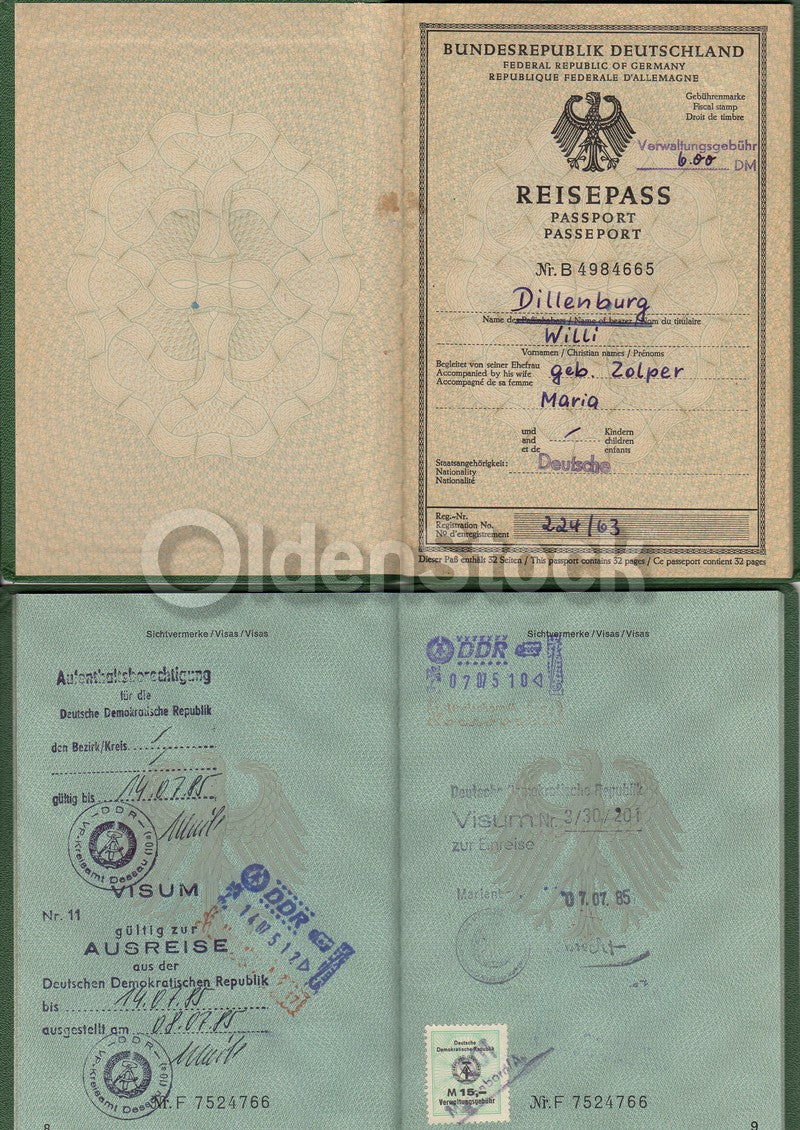 German Family Reisepass Passport Collection - 1883 to 1987 - Wuppertal