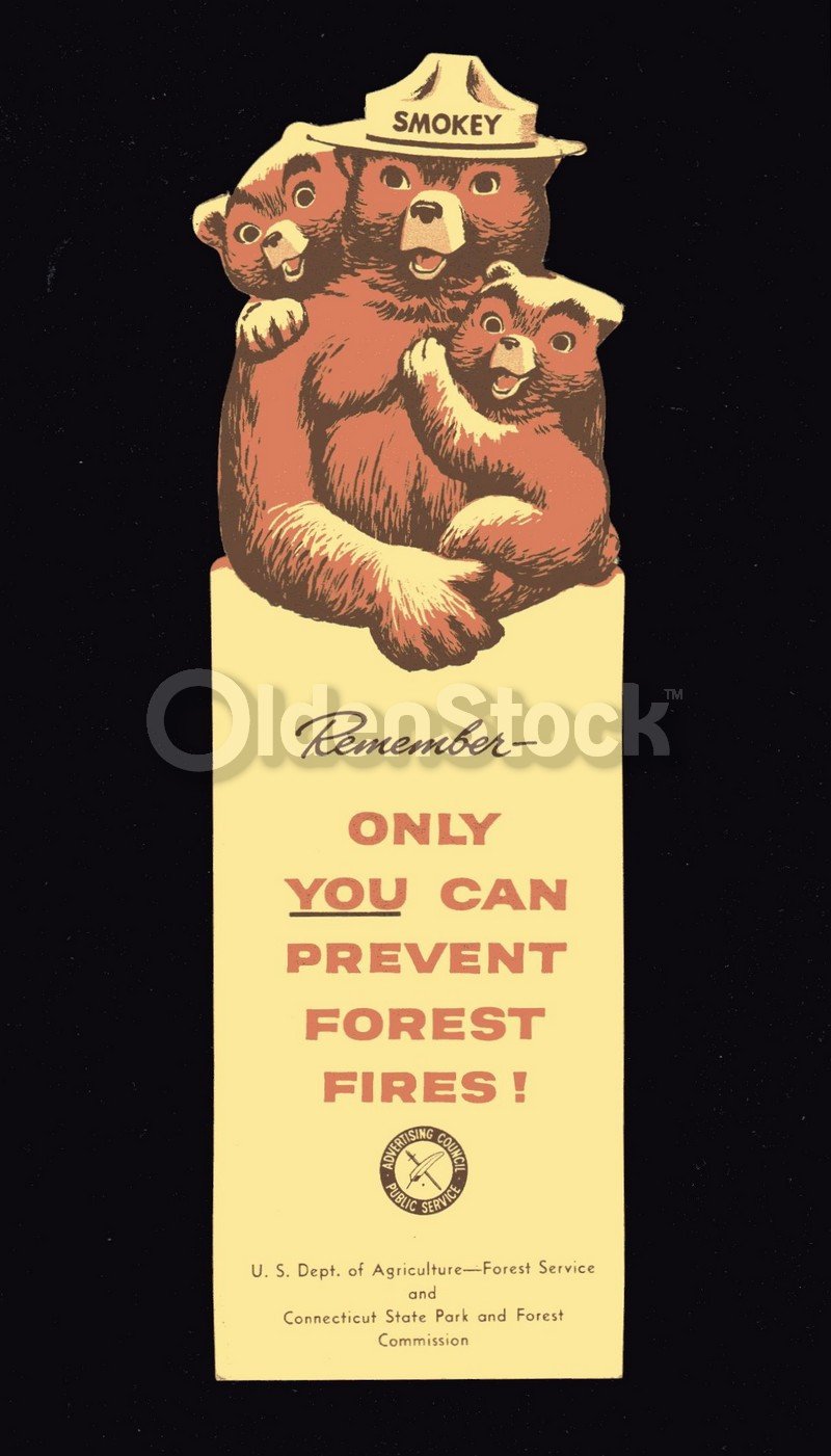 Smokey the Bear US Parks Service Vintage Graphic Advertising Bookmark