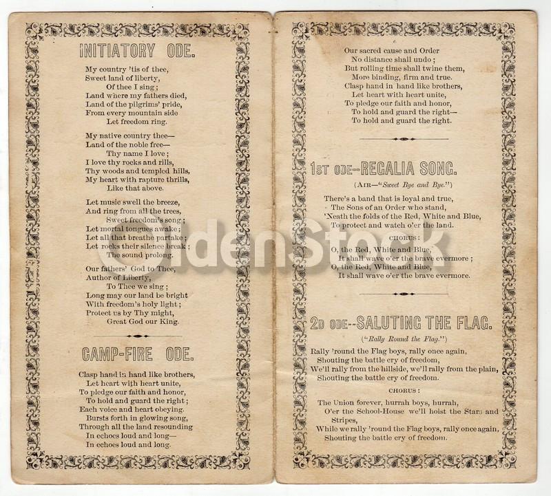 Patriotic Order Sons of America Antique Official Song Lyrics Program