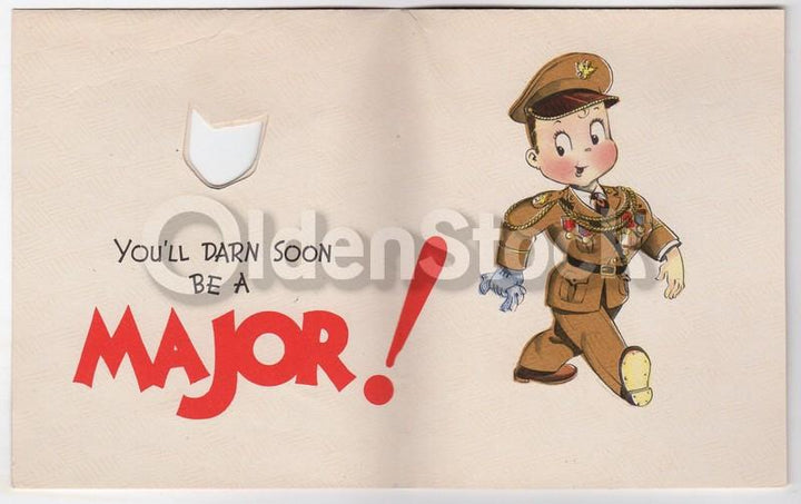 US Army Soldier Vintage WWII Graphic Art Happy Birthday Card