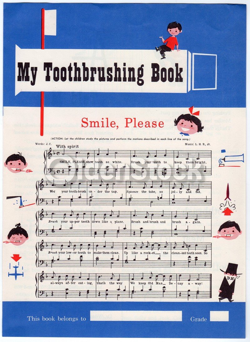 My Tooth Brushing Song Vintage Educational Dental Health Poster Booklet