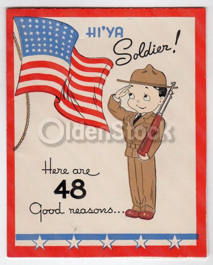 Patriotic Pride Vintage WWII Proud of You Soldier Military Greeting Card