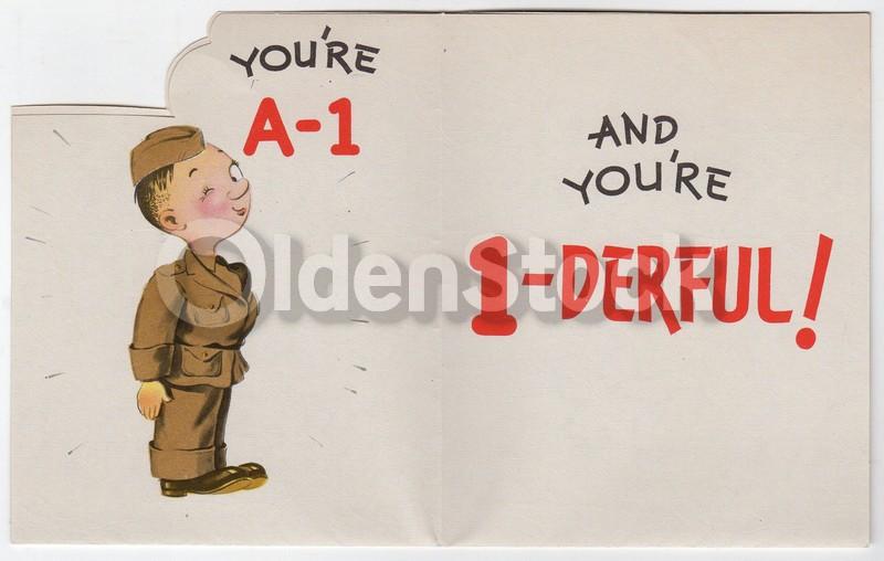 Happy Birthday Soldier Vintage WWII Graphic Art Army Birthday Card