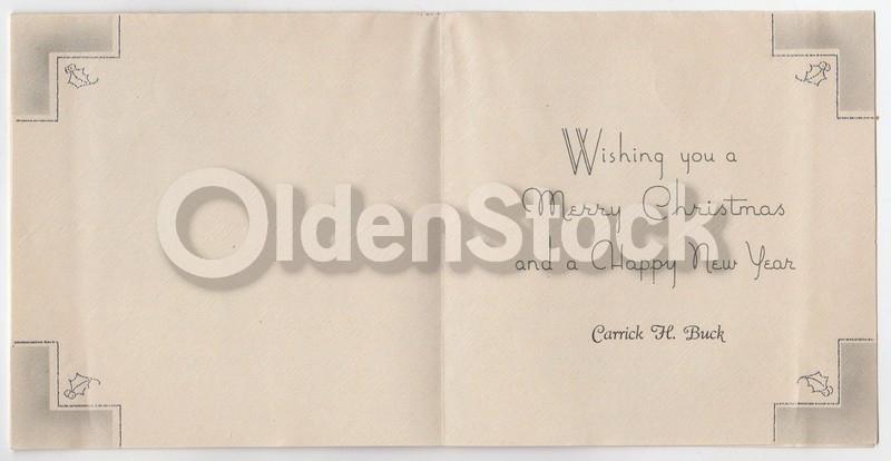 Hawaiian Surfers Vintage 1940s Graphic Art Unused Christmas Card