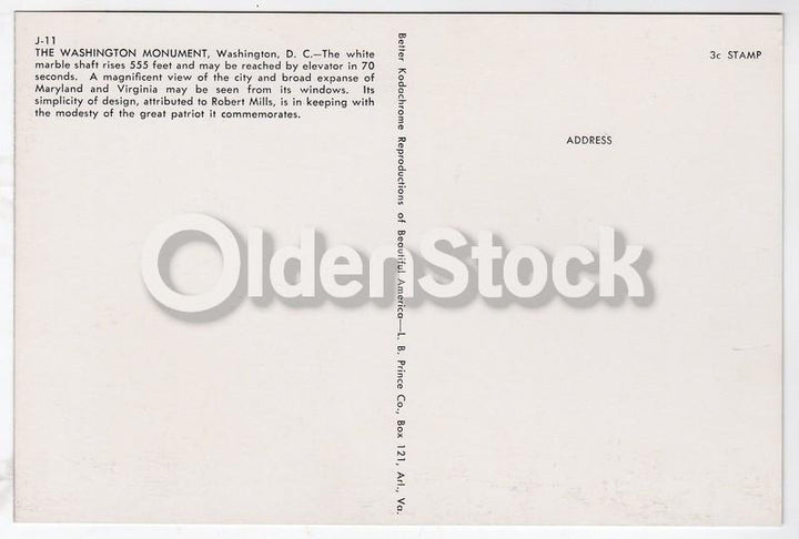 Washington Monument Washington DC Vintage 1950s Souvenir Jumbo Postcard