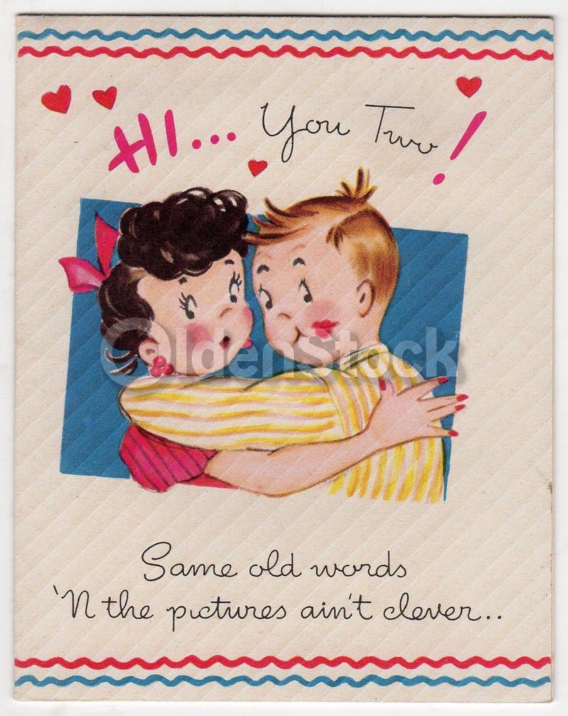 You Two Love Birds Vintage 1940s Unused Happy Anniversary Card