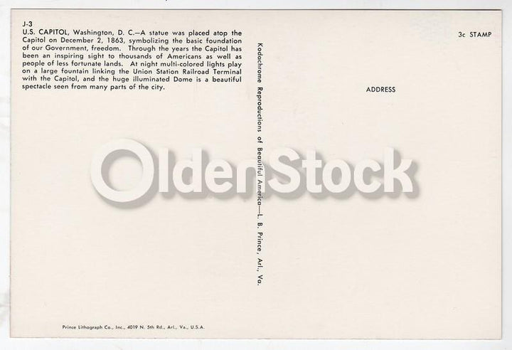 U.S. Capitol Building Washington DC Vintage 1950s Jumbo Postcard