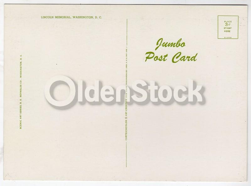Lincoln Memorial Building Vintage 1950s Jumbo Postcard