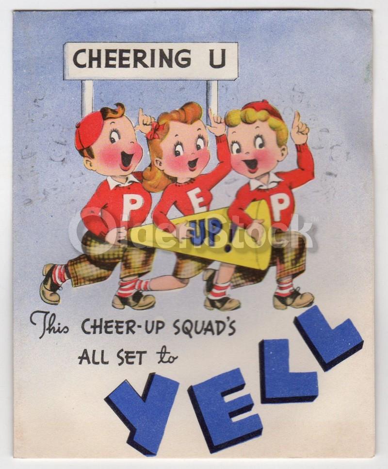 Cheer Up Pep Squad Vintage Graphic Art Gell Well Card