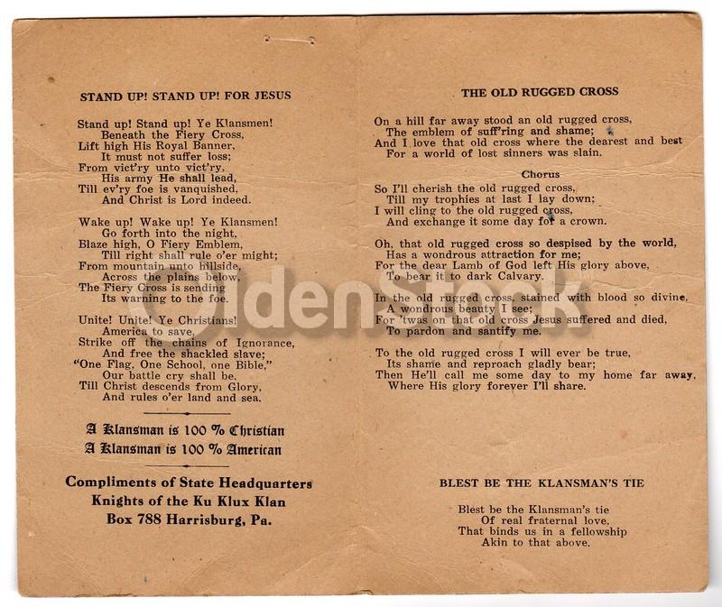 Ku Klux Klan Harrisburg PA Horrible Old Christian Songs Program