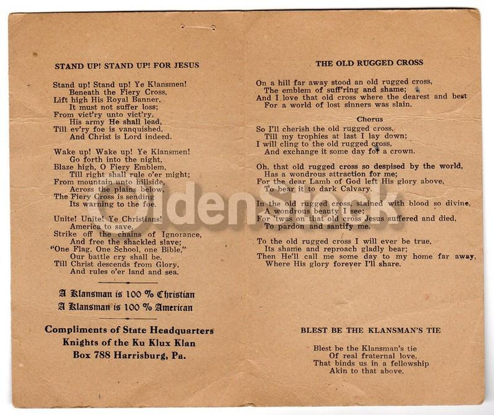 Ku Klux Klan Harrisburg PA Horrible Old Christian Songs Program