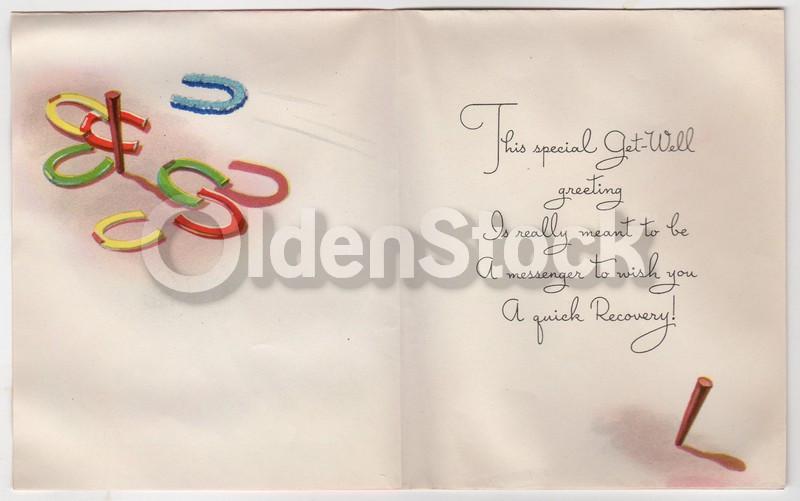 Good Lucky Horseshoes Vintage Graphic Art Gell Well Card