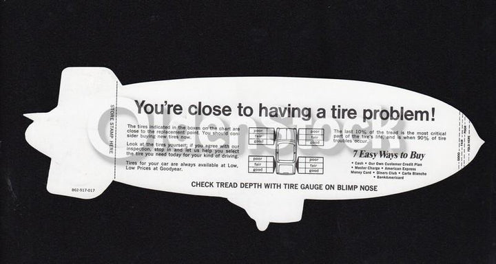 Goodyear Blimp Mayflower Vintage Graphic Advertising Cut-Out Tire Tester