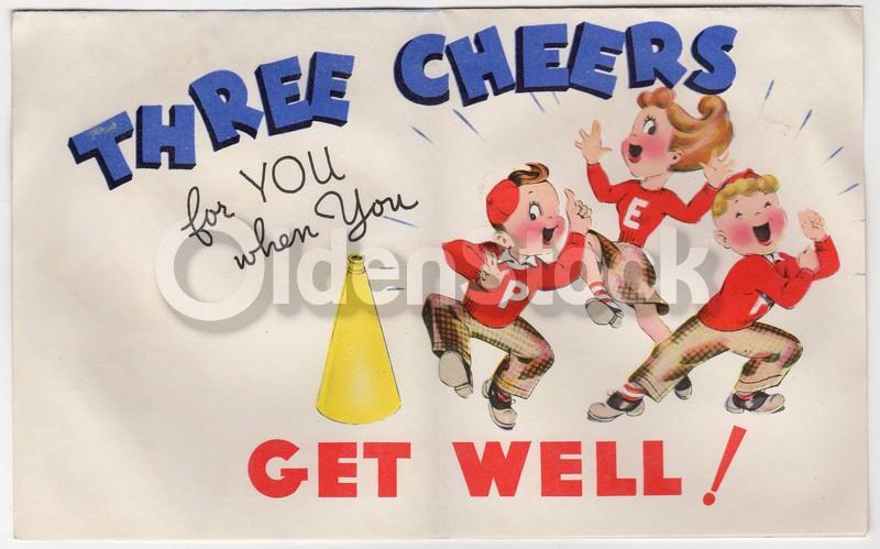 Cheer Up Pep Squad Vintage Graphic Art Gell Well Card