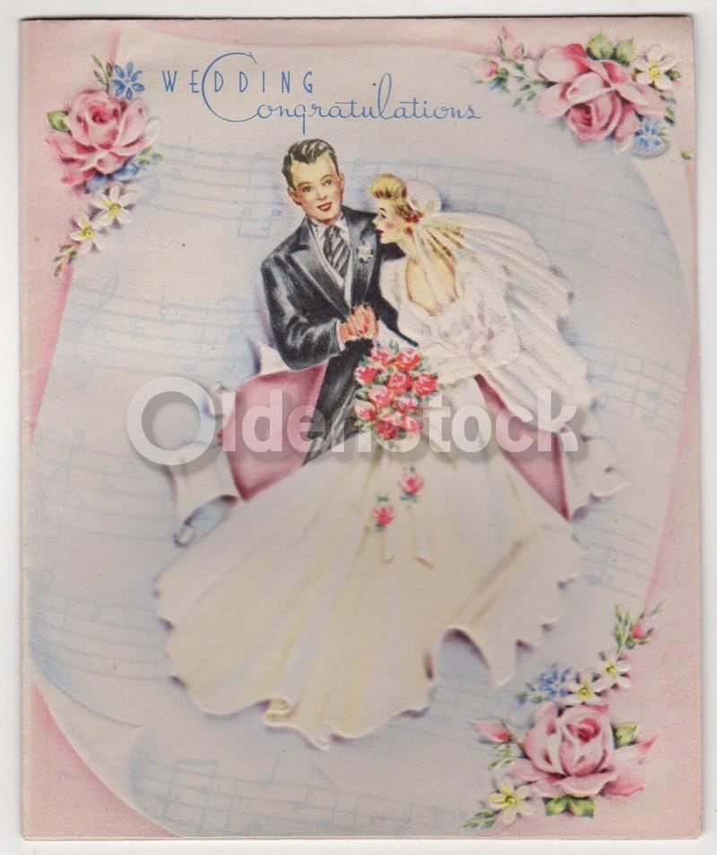 Wedding Congratulations Vintage 1940s Unused Wedding Card