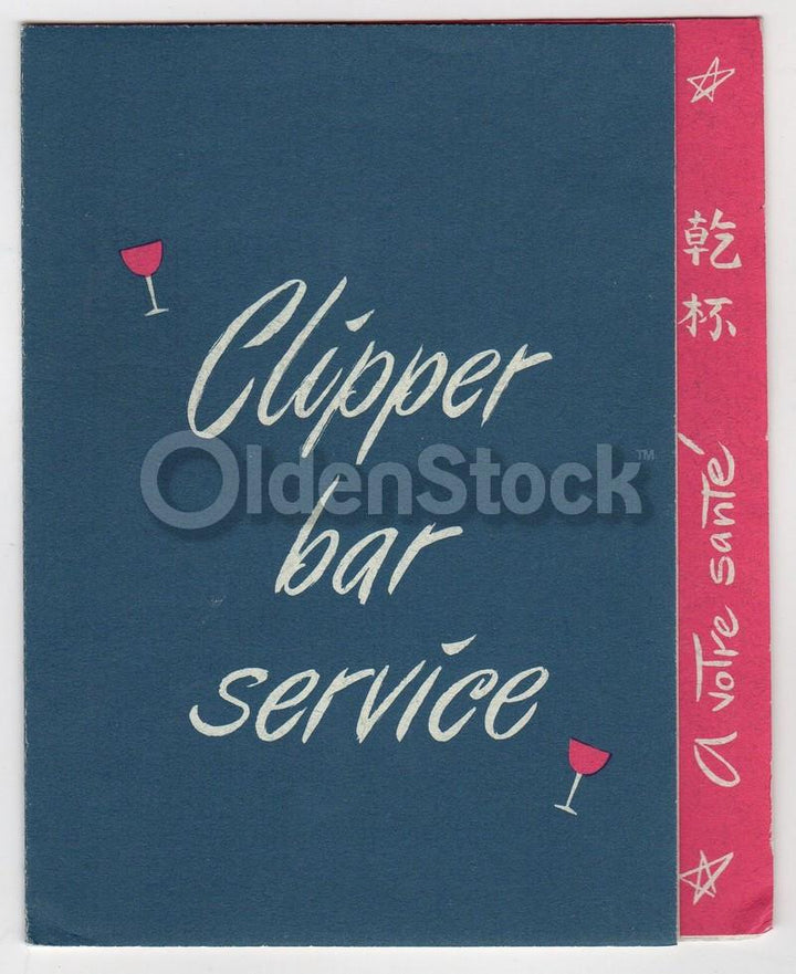 Pan American Airlines Vintage 1950s Clipper Bar Service Menu