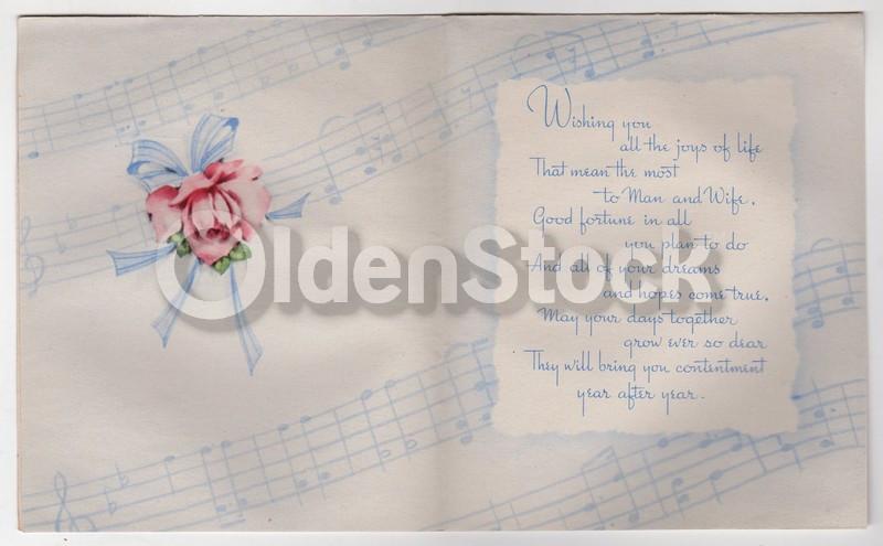Wedding Congratulations Vintage 1940s Unused Wedding Card