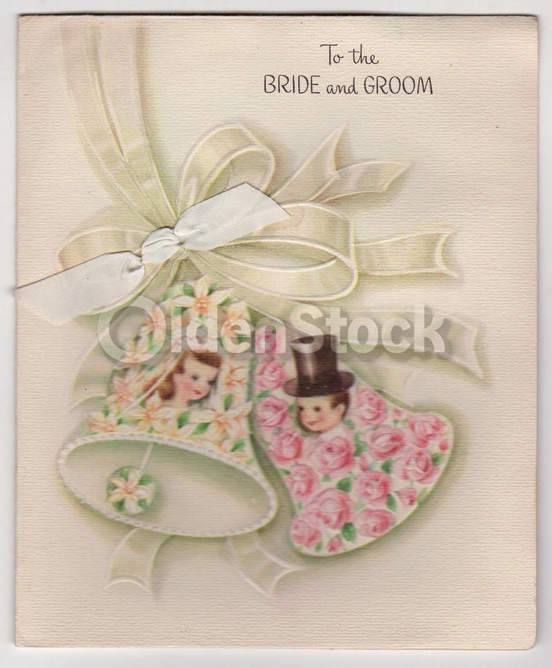 Wedding Bells Vintage 1940s Unused Congratulations Wedding Card