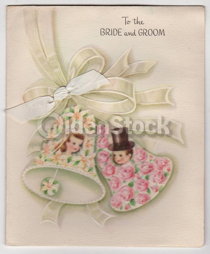 Wedding Bells Vintage 1940s Unused Congratulations Wedding Card