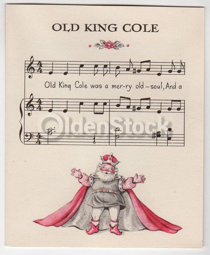 Old King Cole Song Vintage 1940s Unused Happy Birthday Card