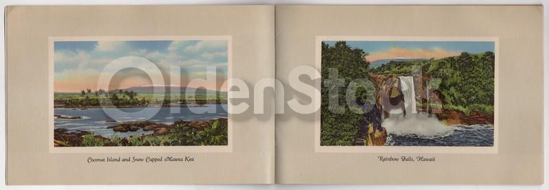 Hawaii National Sights Vintage 1940s Graphic Illustrated Travel Booklet