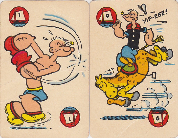 Popeye the Sailor Boxing & Horse Riding Vintage Graphic Art Cartoon Playing Cards